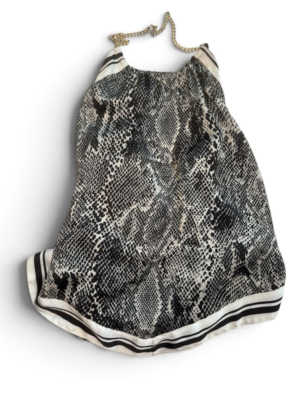 Express Y2K Snake Print Gold Chain Backless Halter Top [Size SMALL]